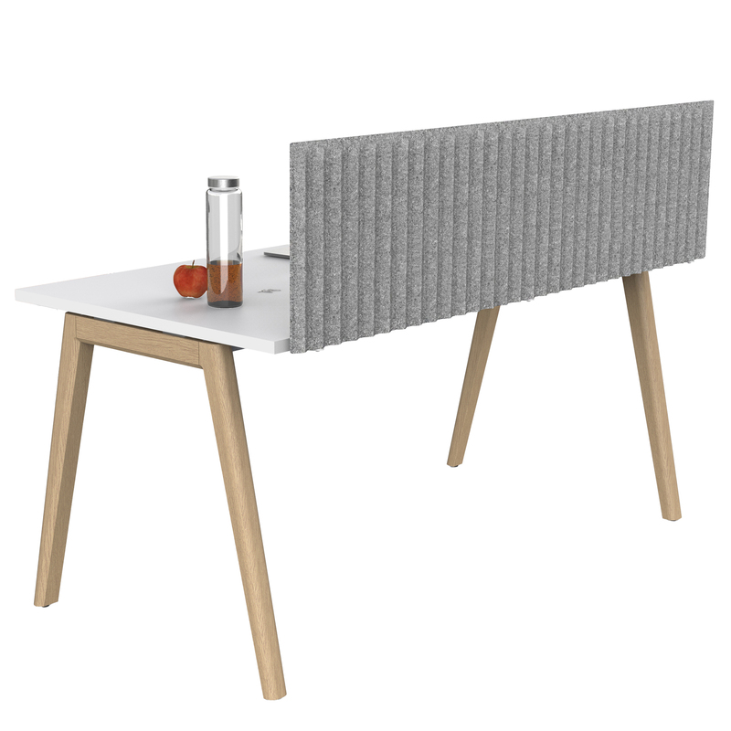 Pannello acustico da scrivania L155xH40cm c/morsetti neri GRIGIO CHIARO Stripes