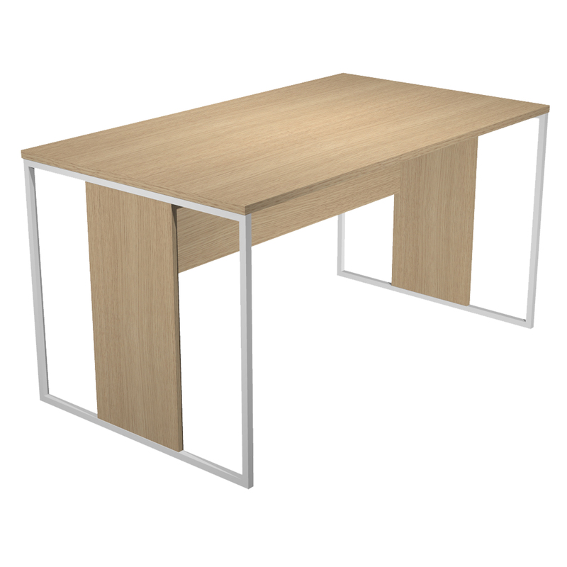 SCRIVANIA SINGOLA 180X80cm ROVERE - gamba BIANCO - ESSENCE