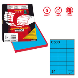 Etichetta adesiva C/500 blu 100fg A4 70x36mm (24et/fg) Markin