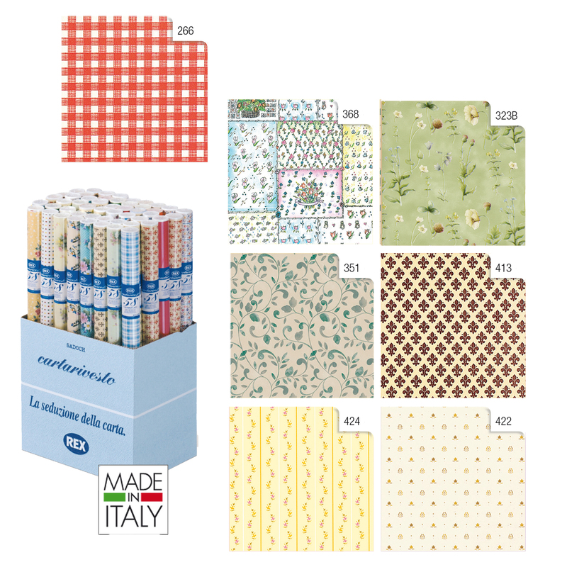 EXPO 20 RT CARTARIVESTO REXTACO ADESIVA LAVABILE 49X300CM ASSORTITI