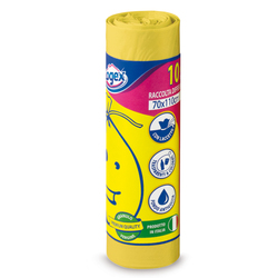 10 SACCHI IMMONDIZIA 70X110CM 120LT HD 16mic GIALLO LOGEX