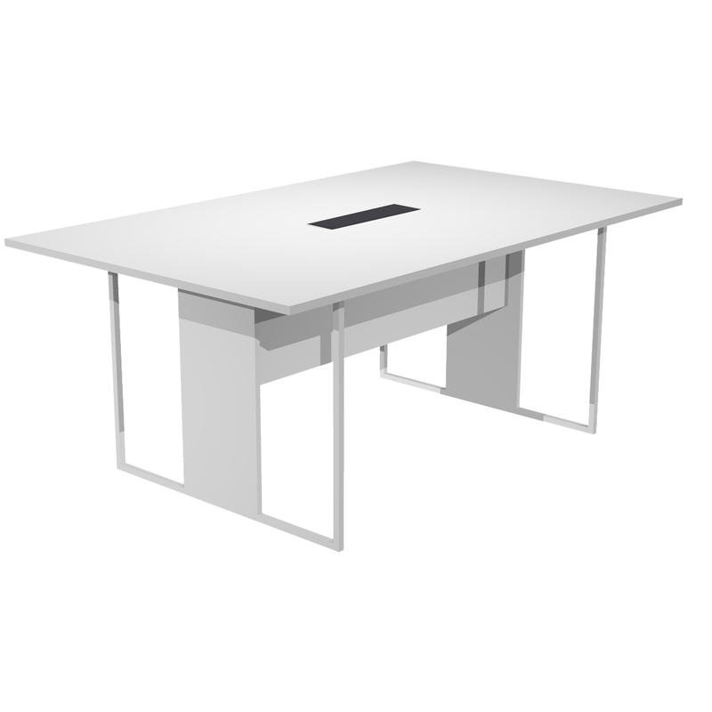 Tavolo riunione 180x110cm bianco / gamba bianco / top nero ESSENCE