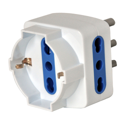 ADATTATORE TRIPLO CON SPINA 2P+T 16A - 2 PRESE 10/16A + 1 SCHUKO