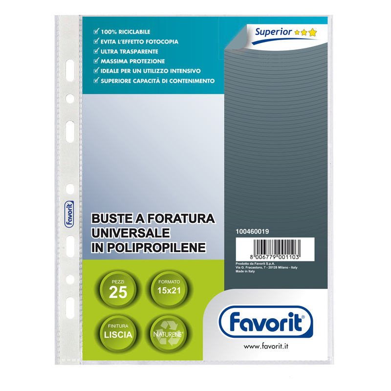 25 BUSTE FORATE 15X21 1775/15 SPECIAL PPL LISCIO FAVORIT