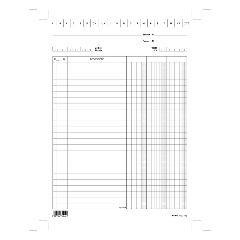 100 SCHEDE 3 COLONNE VERTICALE 24X17CM E3406 EDIPRO