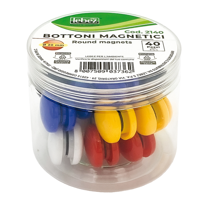 BARATTOLO 40 MAGNETI TONDI D 20MM COLORI ASS. ART.2140