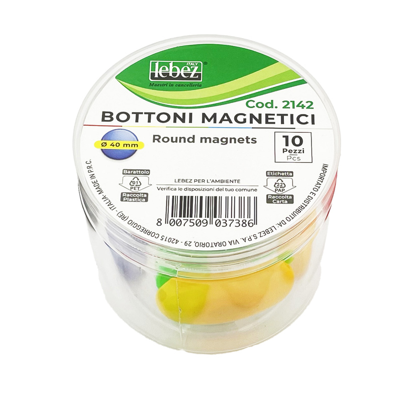 BARATTOLO 10 MAGNETI TONDI D 40MM COLORI ASS. ART.2142