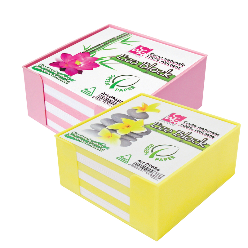 BOX COLORATO C/FOGLIETTI CARTA 100 RICICLATA 10X10X5CM IKONA+