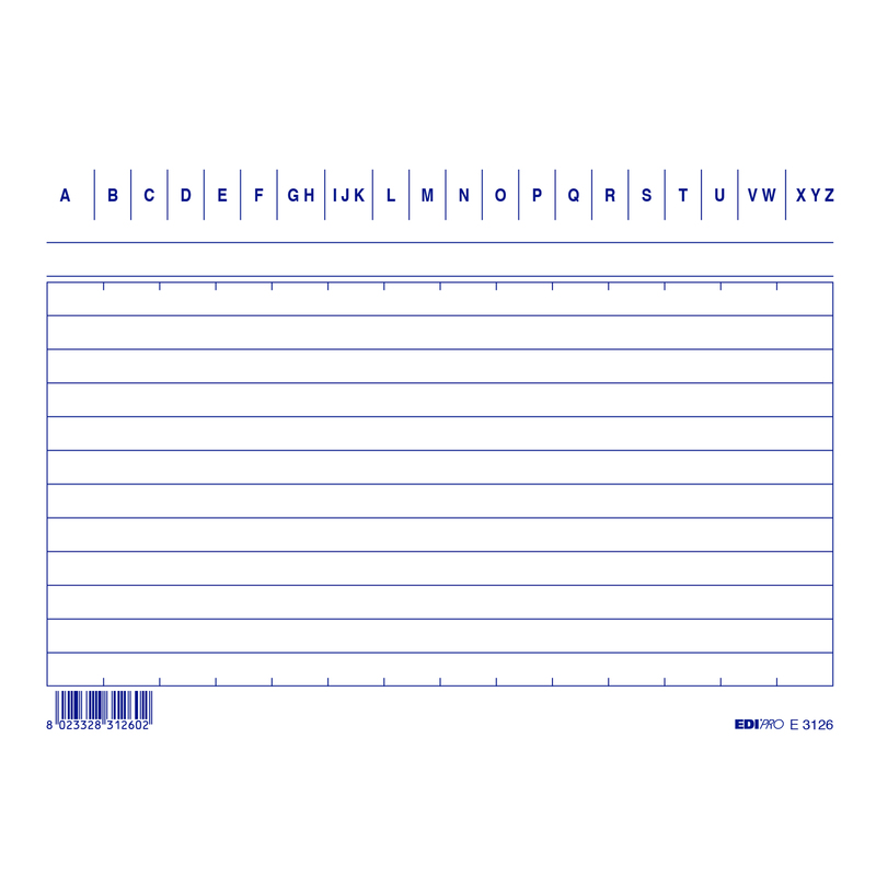 100 SCHEDE RIGATE ORIZZONTALE 10.5X15CM E3126BL EDIPRO