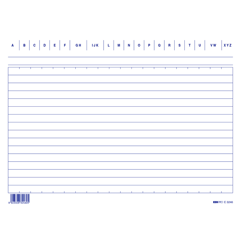 100 SCHEDE RIGATE ORIZZONTALE 15X21CM E3246BL EDIPRO