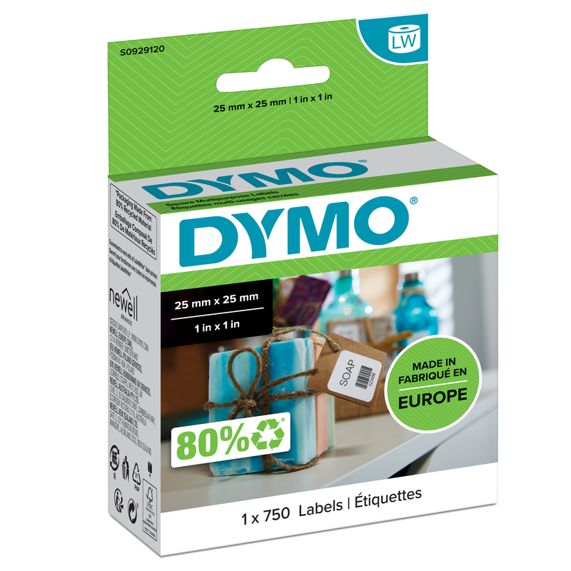 ROTOLO 750 ETICHETTE MULTIUSO RIMOV. 25X25MM X DYMO LW