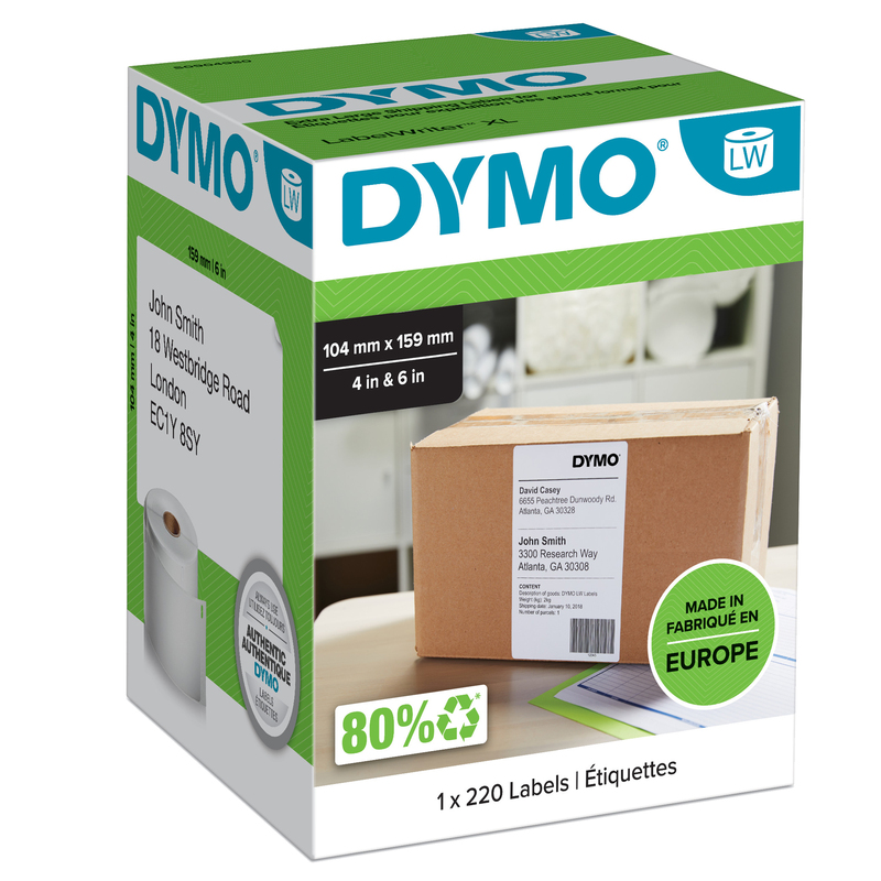 ROTOLO 220 ETICHETTE BIANCHE 104X159MM DYMO LW XL INDIRIZZI S0904980