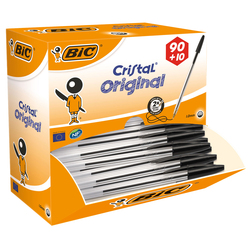Dispenser value pack 90+10 penna sfera CRISTALR medio 1,0mm nero BICR