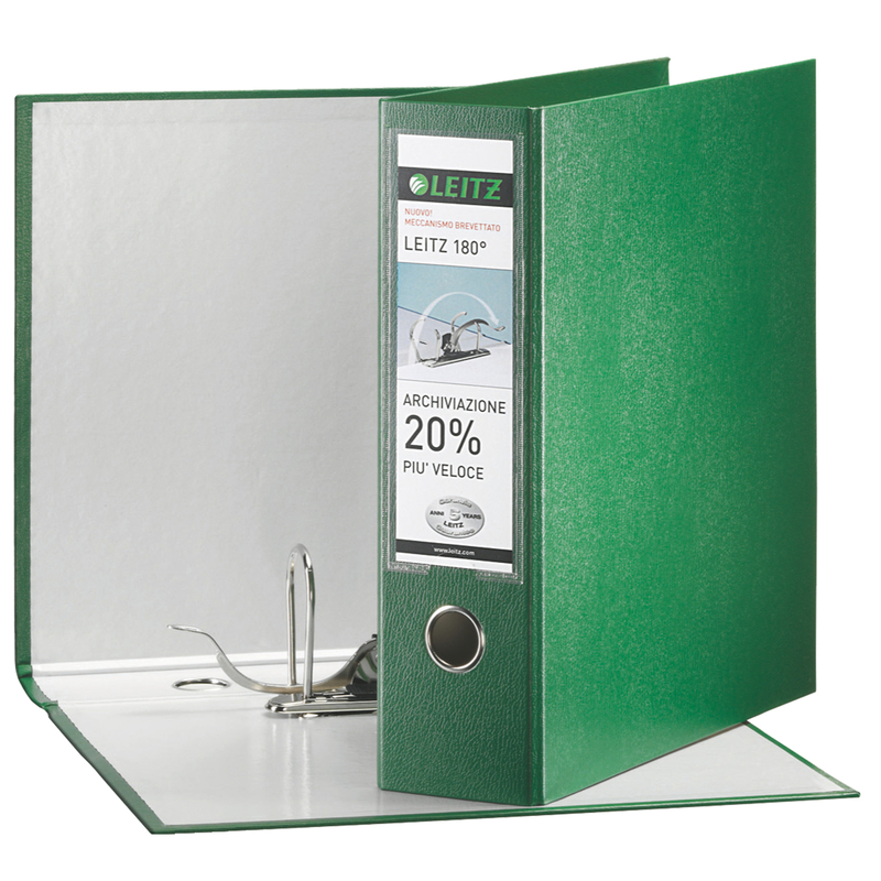 Registratore LEITZ 180  G65 verde dorso 8cm f.to protocollo LEITZ