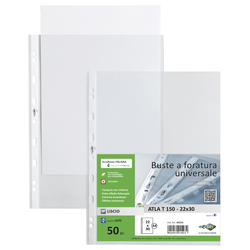 50 buste forate ATLA T 150 22x30cm liscio SEI ROTA