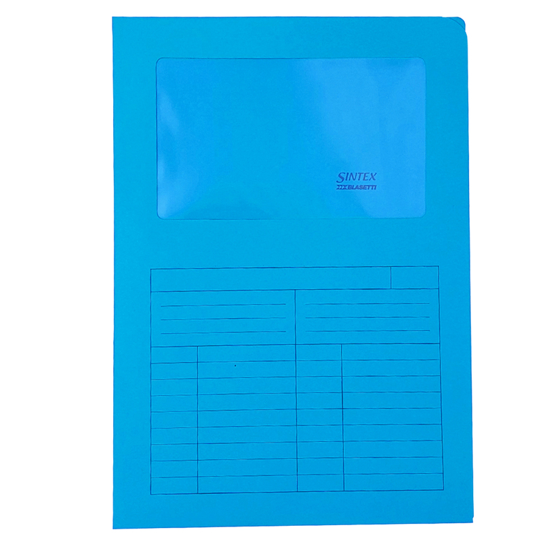 50 Cartelline a L c/finestra azzurro 120gr Sintex Blasetti