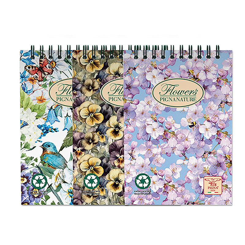BLOCCO SPIRALE 5MM A5 80GR 50FG PIGNA NATURE FLOWERS