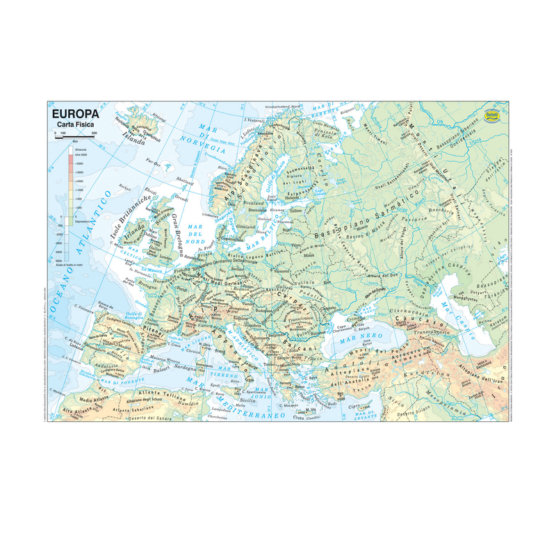 CARTA GEOGRAFICA SCOLASTICA PLASTIFICATA EUROPA 297X420MM BELLETTI
