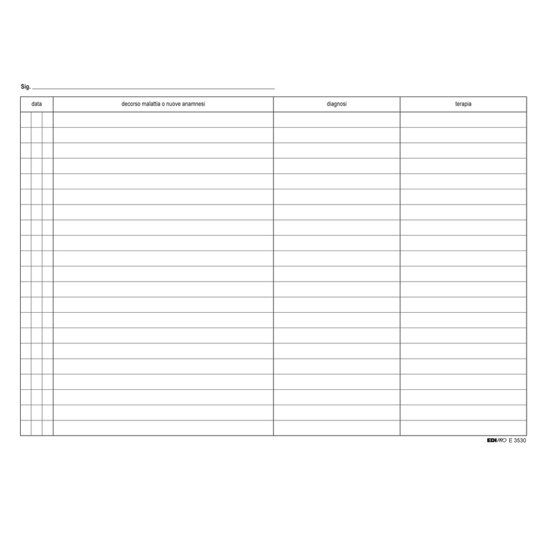 100 SCHEDE PER MEDICI GENERICI 17X24CM VERDE E3530 EDIPRO