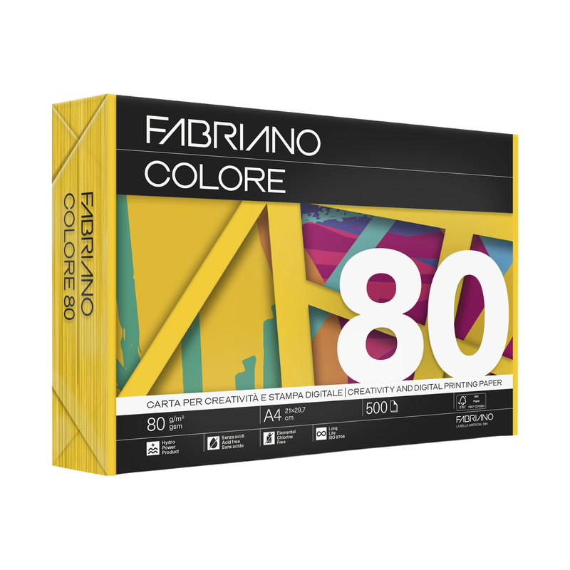 Carta Fabriano Colore A4 80GR 500FG COL.FORTI GIALLO