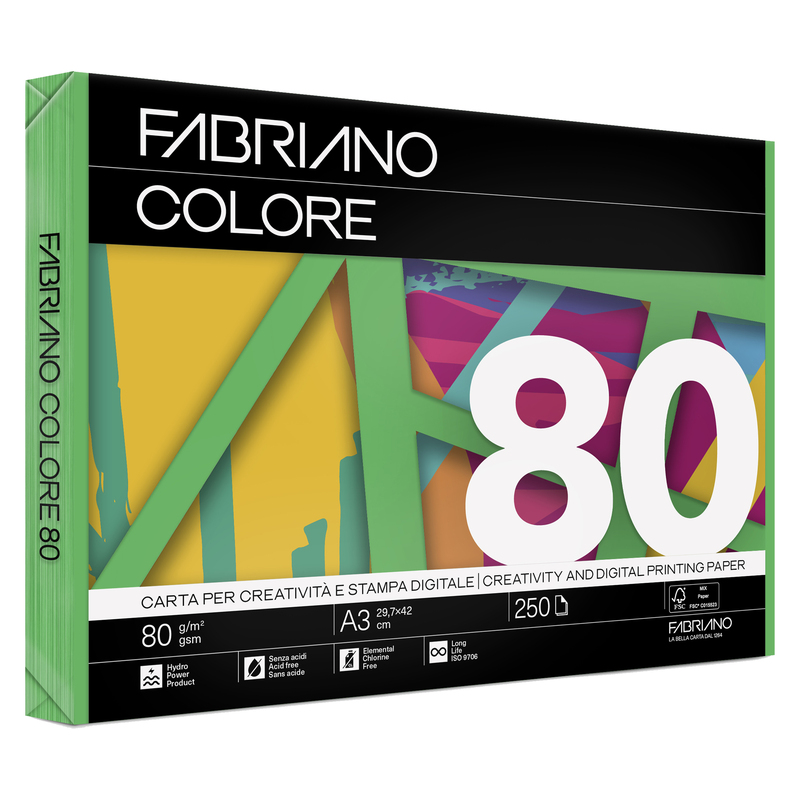 Carta Fabriano Colore A3 80GR 250FG COL.FORTI VERDE