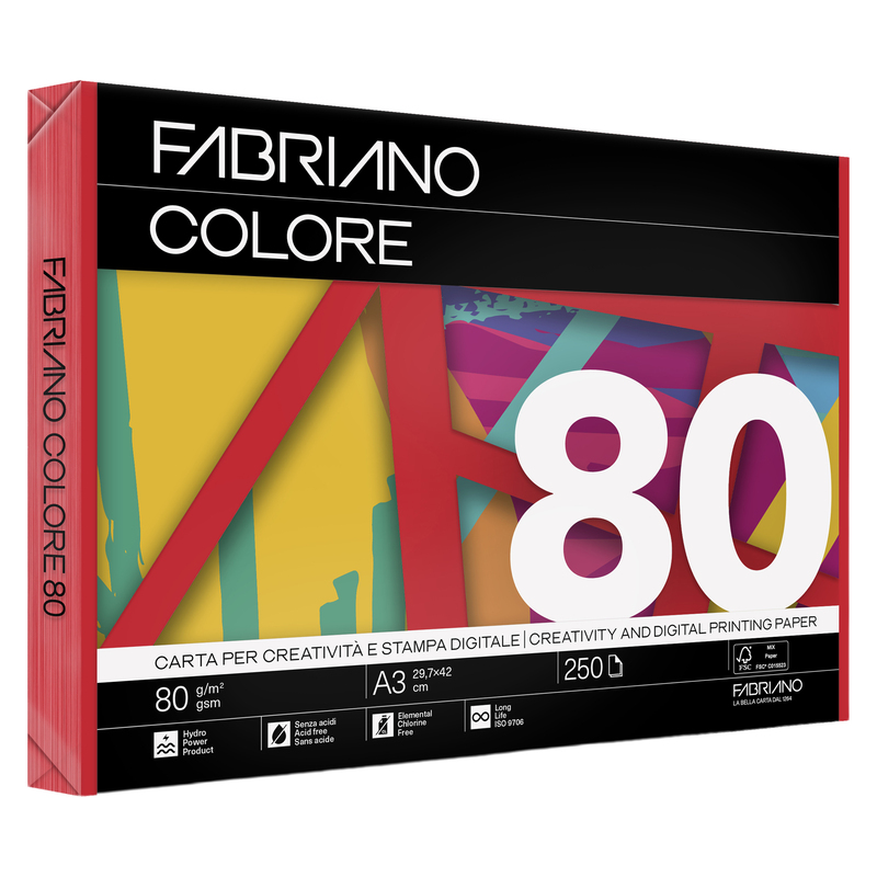 Carta Fabriano Colore A3 80GR 250FG COL.FORTI ROSSO