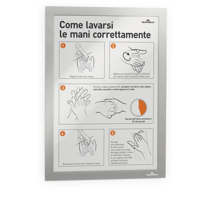 Cornice espositiva adesiva DuraframeR A5 15x21cm silver DURABLE