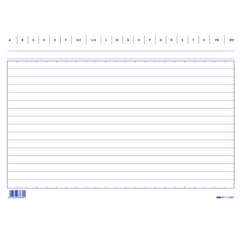 100 SCHEDE RIGATE 17X24CM ORIZZONTALE E3363BL EDIPRO