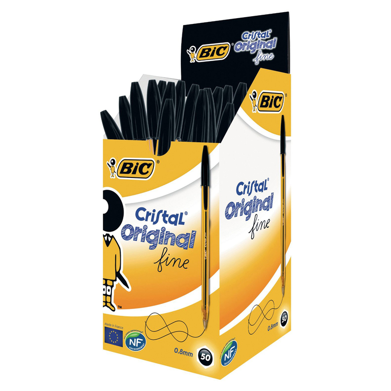 Scatola 50 penna sfera CRISTALR fine 0,8mm nero BICR