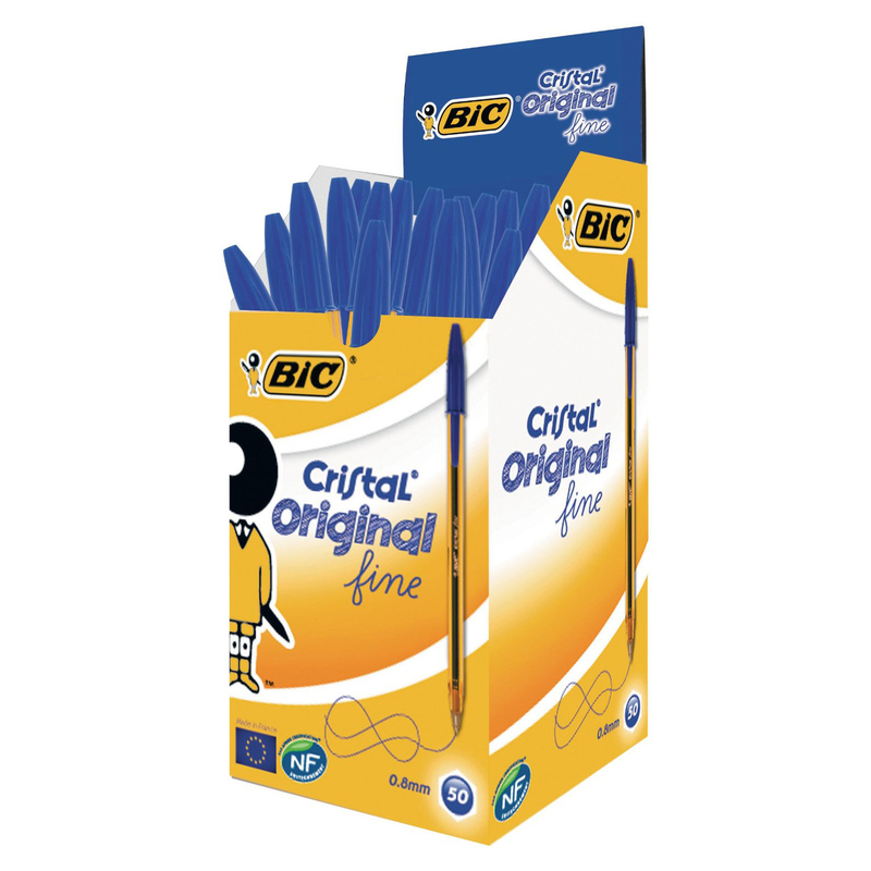Scatola 50 penna sfera CRISTALR fine 0,8mm blu BICR