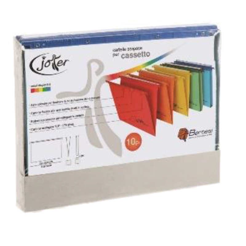 BOX 10 CARTELLE SOSPESE CASSETTO 33/V COLORI ASS. JOKER BERTESI
