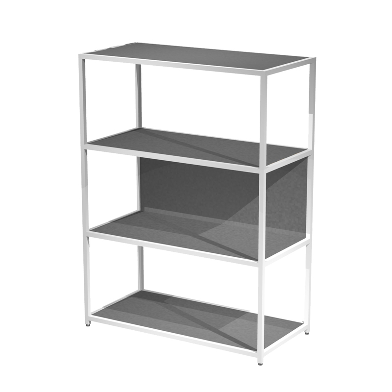LIBRERIA 4 ripiani 90x44H122cm con struttura metal BIANCO - ANTRACITE Modular