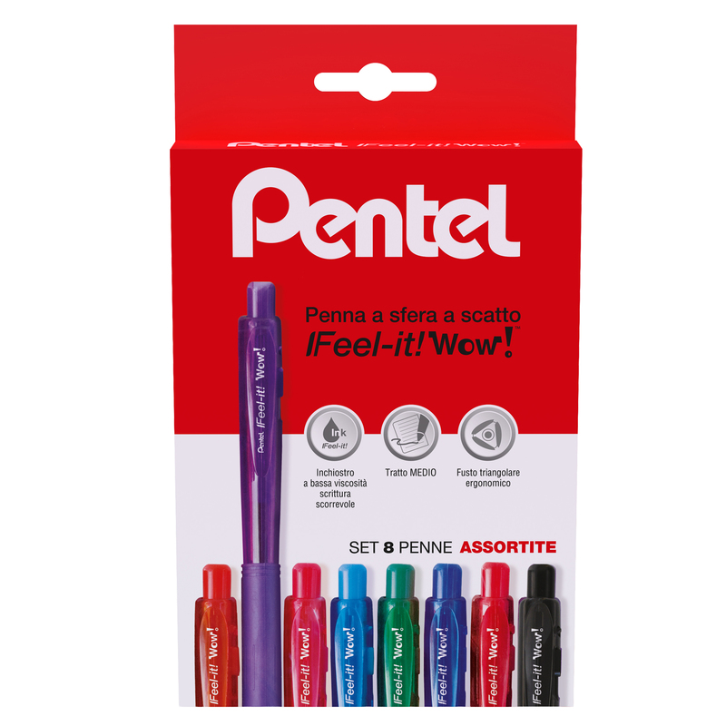 Astuccio 8 colori penna sfera a scatto Feel It Wow BX440 1.0mm PENTEL