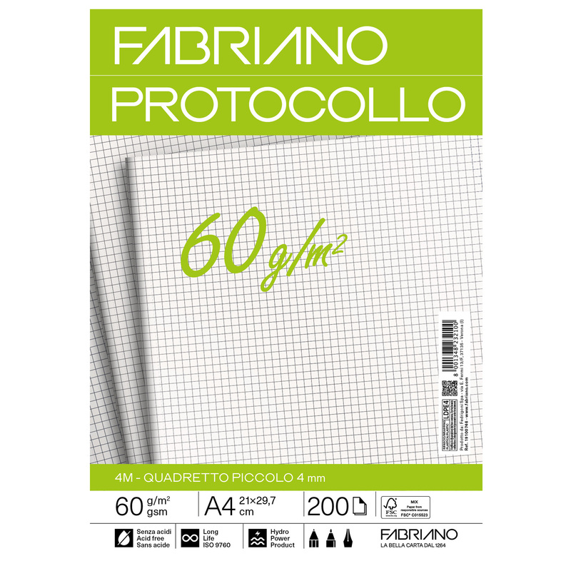 Protocollo 4mm 200fg 60gr f.to A3 chiuso (21x29,7cm) Fabriano