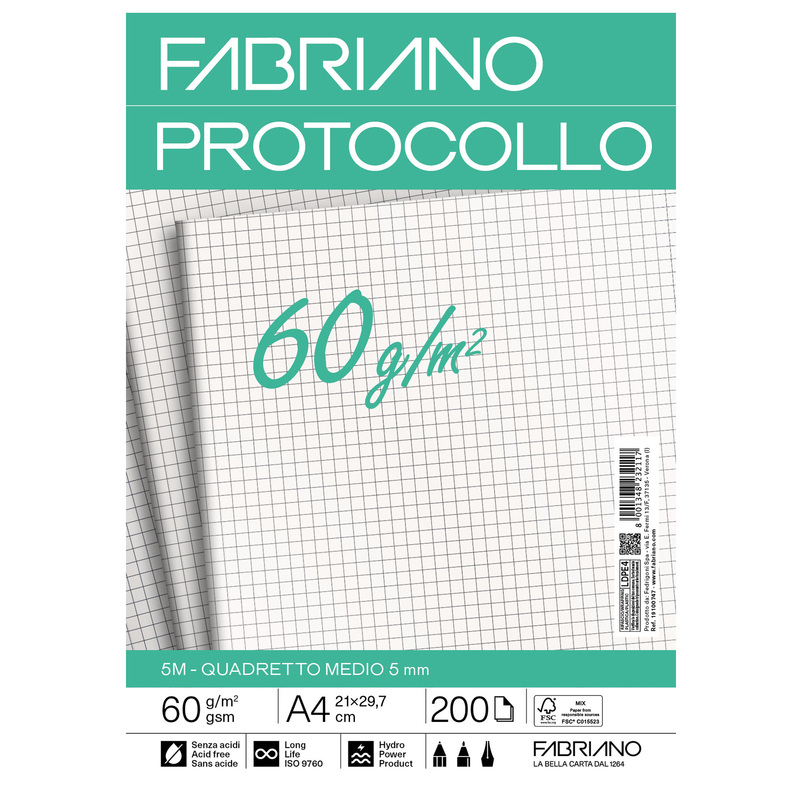 Protocollo 5mm 200fg 60gr f.to A3 chiuso (21x29,7cm) Fabriano