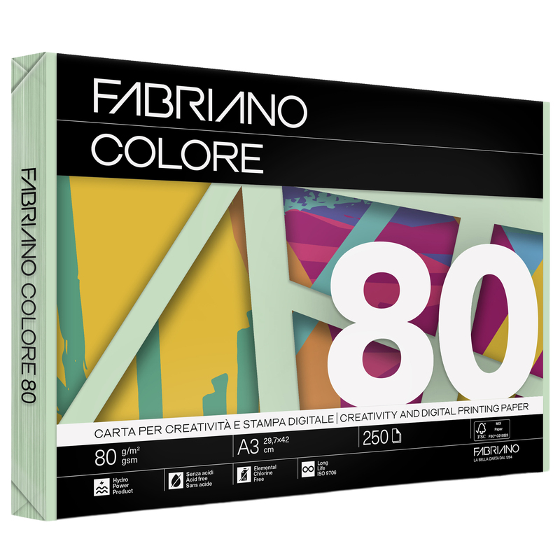 Carta Fabriano Colore A3 80GR 250FG COL.TENUE ACQUAMARINA