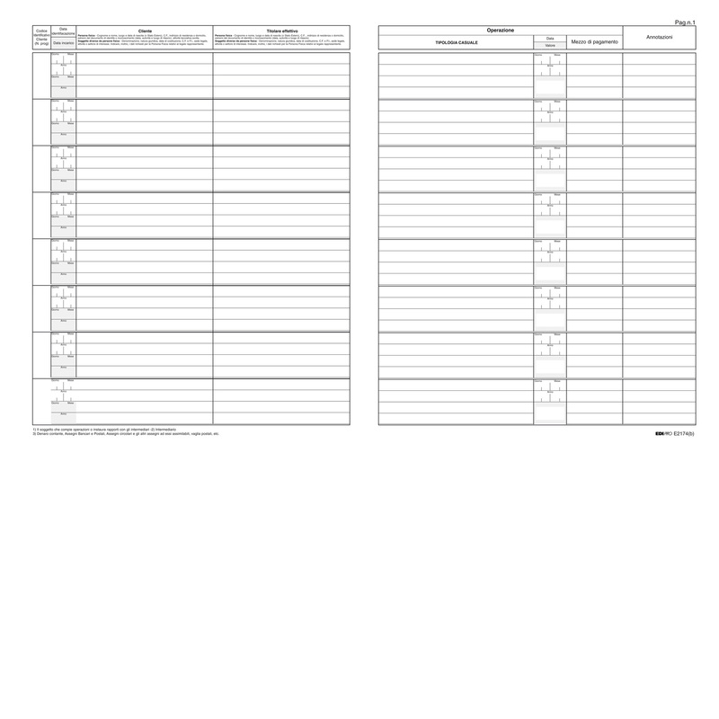 REGISTRO ANTIRICICLAGGIO PER PROFESSIONISTI 31X24CM 46fg E2174 EDIPRO
