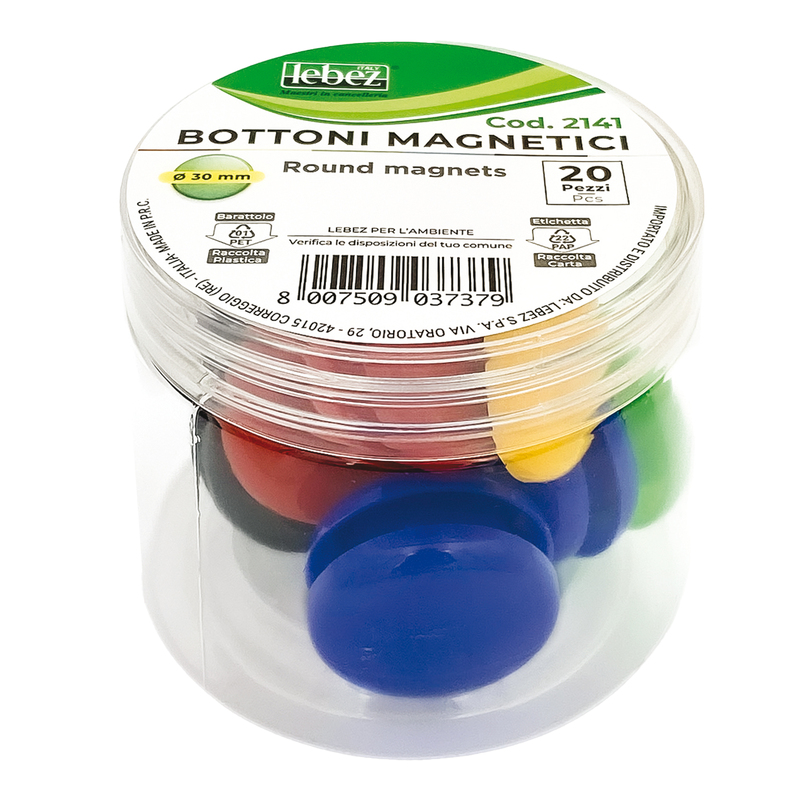 BARATTOLO 20 MAGNETI TONDI D 30MM COLORI ASS. ART.2141