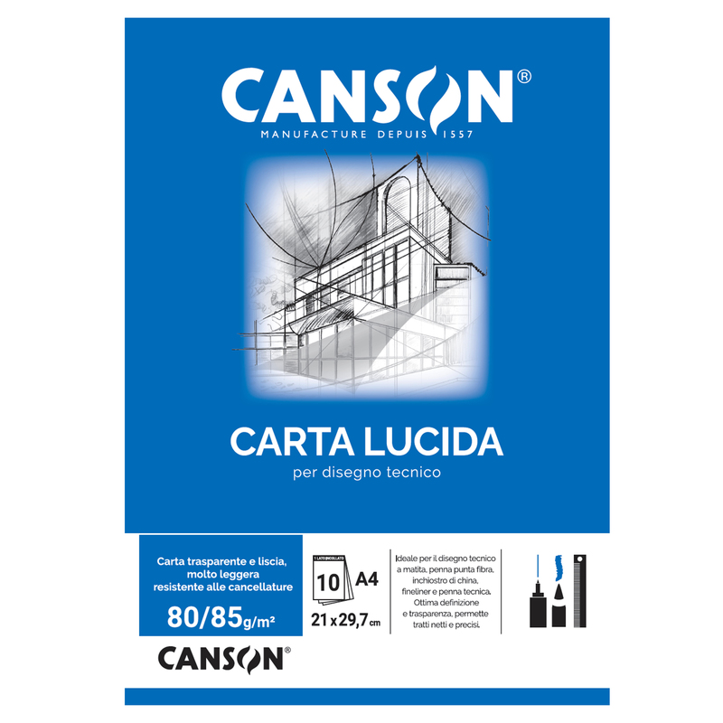 BLOCCO CARTA LUCIDA MANUALE 210x297mm 10FG 80GR CANSON