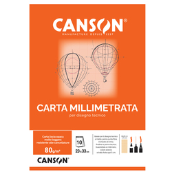 BLOCCO CARTA OPACA MILLIMETRATA 230x330mm 10FG 80GR CANSON