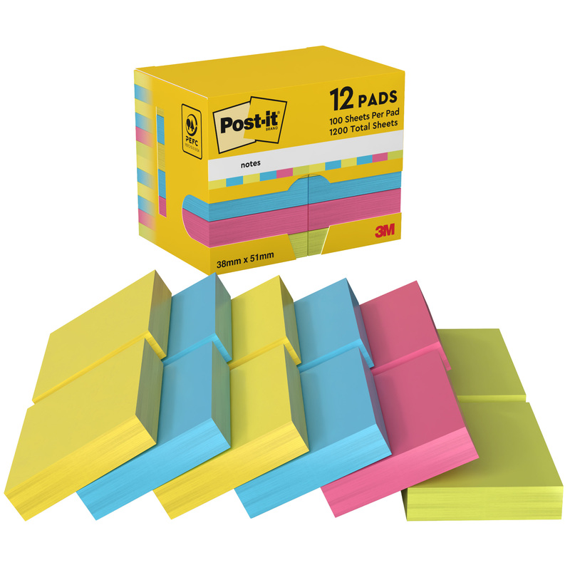 BLOCCO 100foglietti Post-itR 38x51mm 653-TFEN ENERGY 72GR ASSORTITO