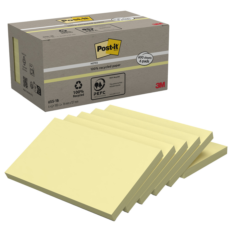BLOCCO 100foglietti Post-itR Notes Green 76x127mm 655-1B GIALLO