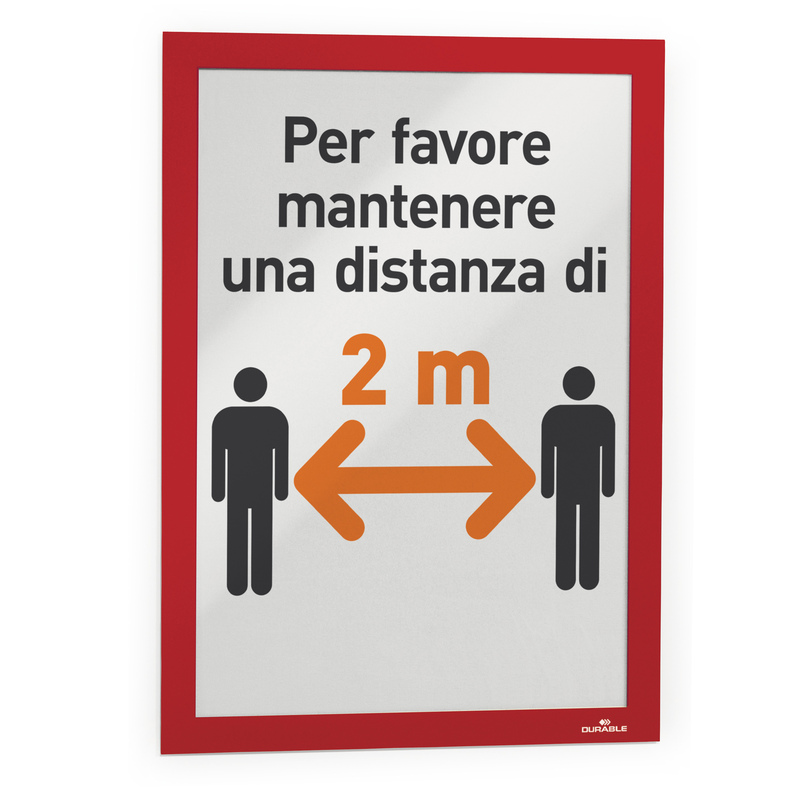 Cornice espositiva adesiva DuraframeR A4 21x29,7cm rosso DURABLE