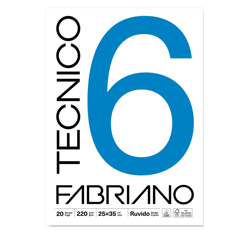 BLOCCO TECNICO 6 25x35cm 20fg 220gr ruvido FABRIANO