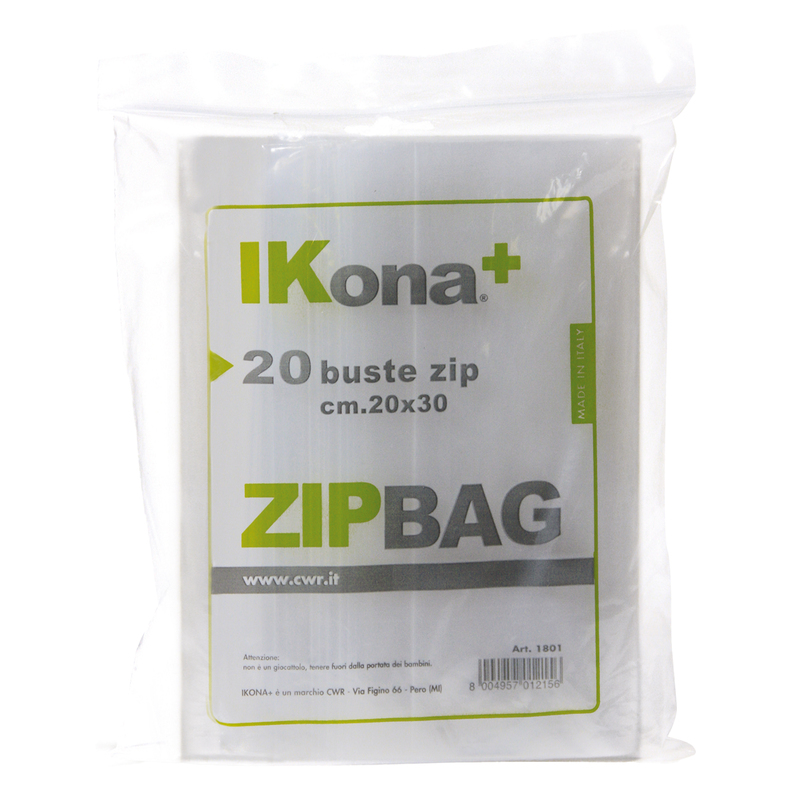 20 SACCHETTI ZIP 30x45cm IN PLASTICA 1802 IKona+