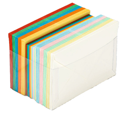 SCATOLA 100 CARTONCINI 200gr + 100 BUSTE 90gr ARCOBALENO FORMATO 4 FAVINI