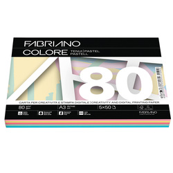 Carta Fabriano Colore A3 80gr 250fg mix 5 colori tenui FABRIANO