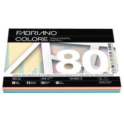 Carta Fabriano Colore A4 80gr 250fg mix 5 colori tenui FABRIANO