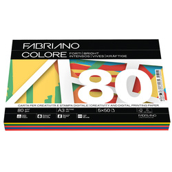 Carta Fabriano Colore A3 80gr 250fg mix 5 colori forti
