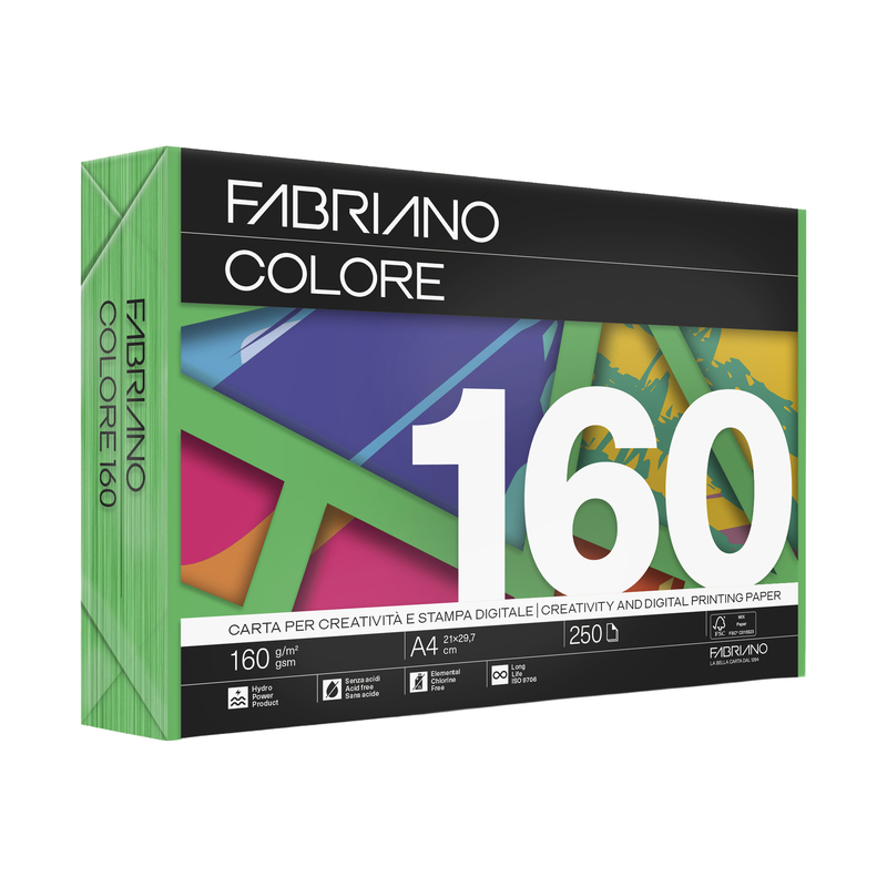 Carta Fabriano Colore A4 160gr 250fg col.forti verde